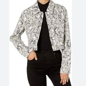 Sanctuary Stevie Cropped Snakeskin Trucker Jacket Size Large